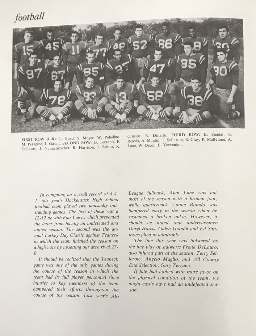 William Paladino HHS 1966 Football Team Photo